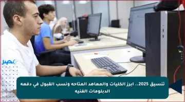 تنسيق 2025.. أبرز الكليات والمعاهد المتاحة ونسب القبول في دفعة الدبلومات الفنية